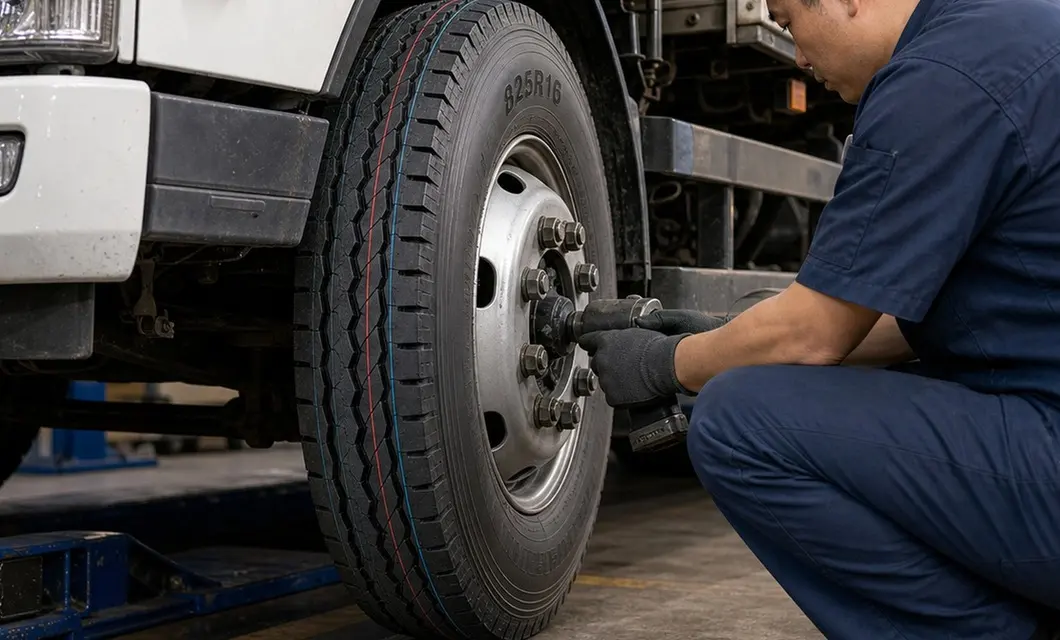 Flottenwartung – Lkw-Reifenservice: Felgenkompatibilität und Montageanforderungen bestätigen.