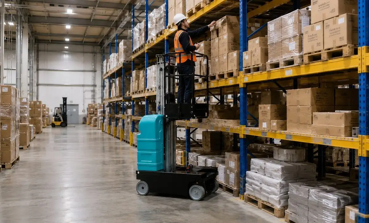 Warehouse inventory access, rack checks, and facility upkeep