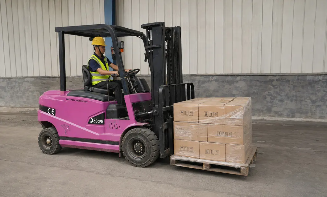 Warehouse Purple Forklift Pallet Transfer