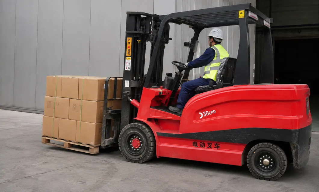 Warehouse Red Forklift Pallet Loading