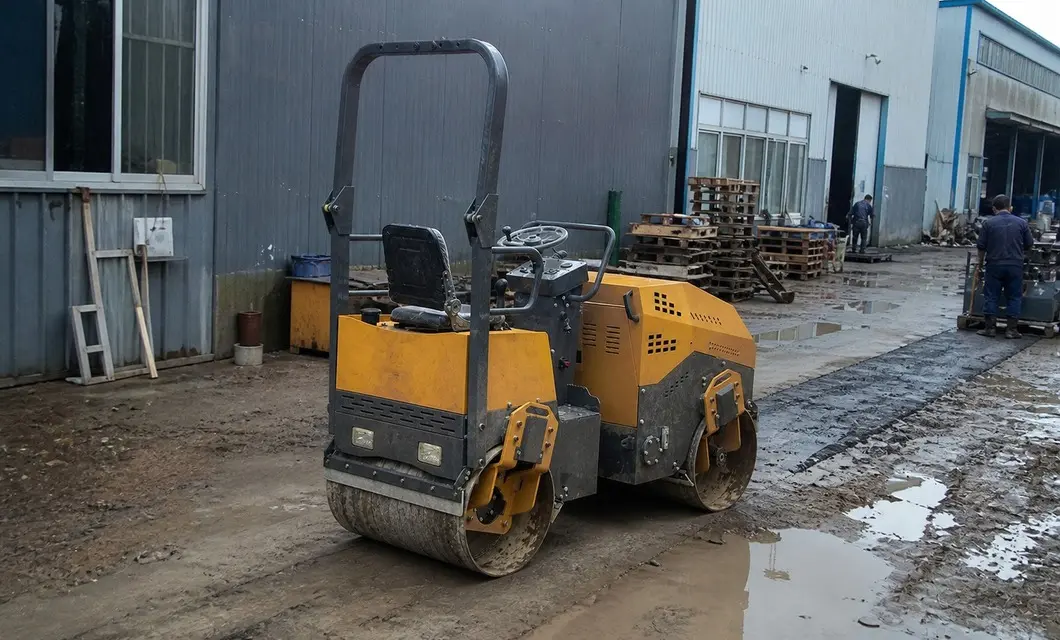 Handles wet workshop yards with controlled movement and repeated surface passes.