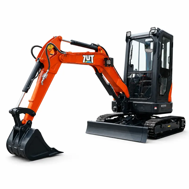 Cabinless mini crawler excavator