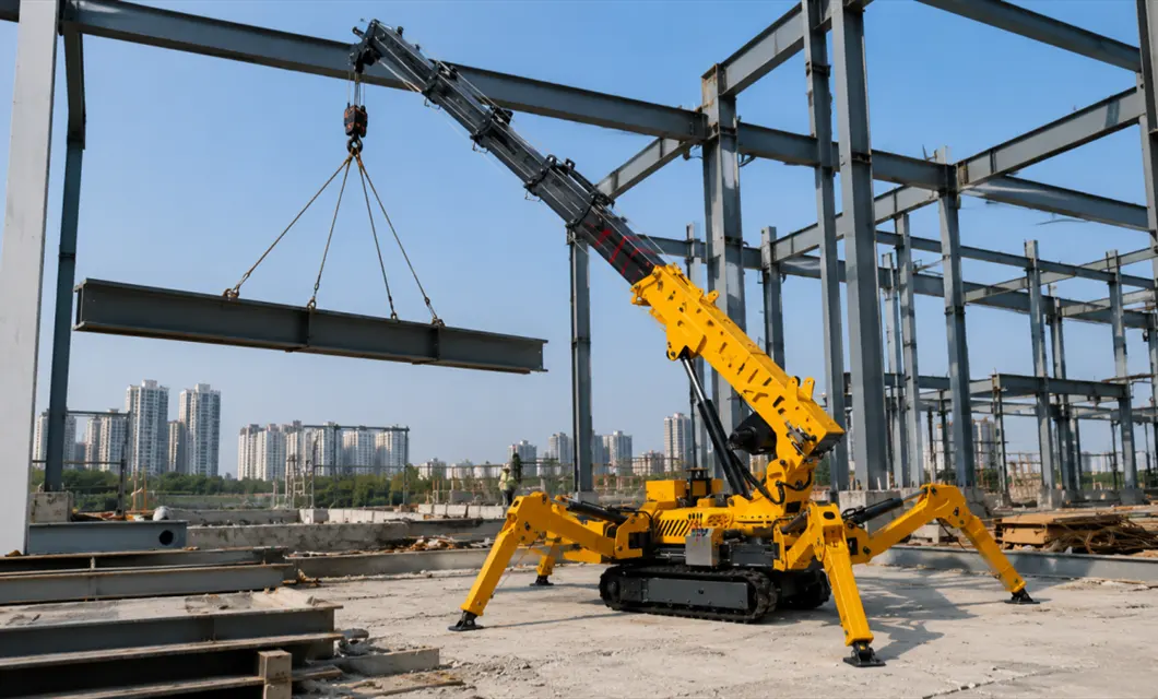Steel Beam Lifting at a Construction Site