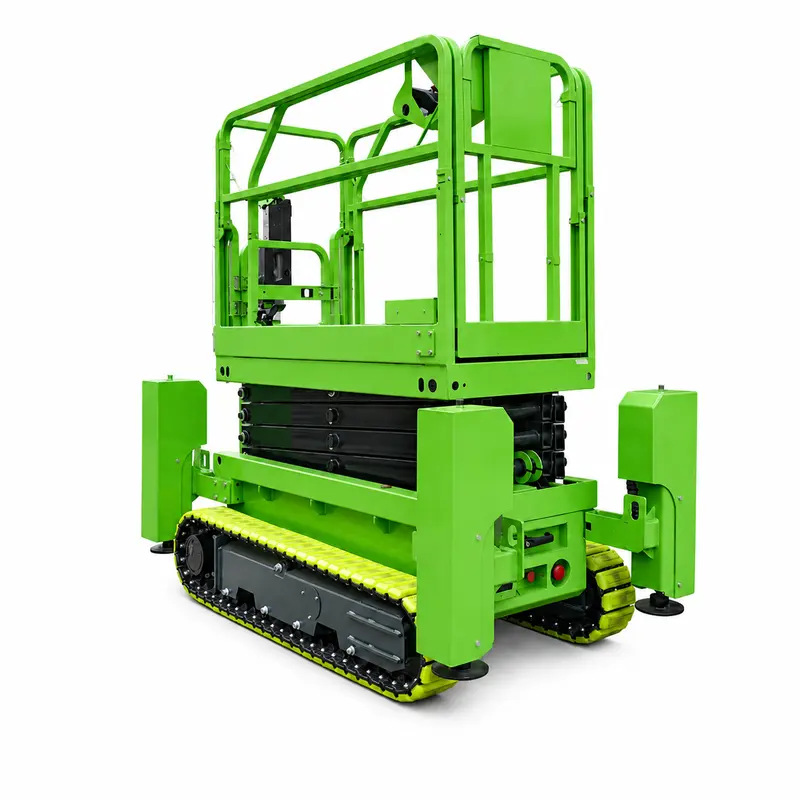 Self-propelled, tracked scissor lift aerial work platform