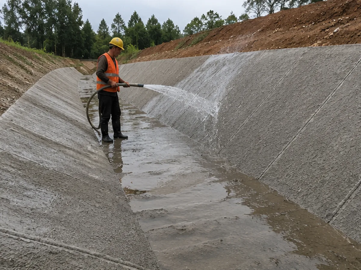 Costruzione di pavimentazione del fosso di drenaggio