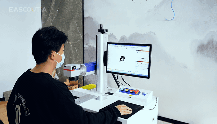 The screen displays marking text and graphics, making it easier to review and adjust the layout of your design.