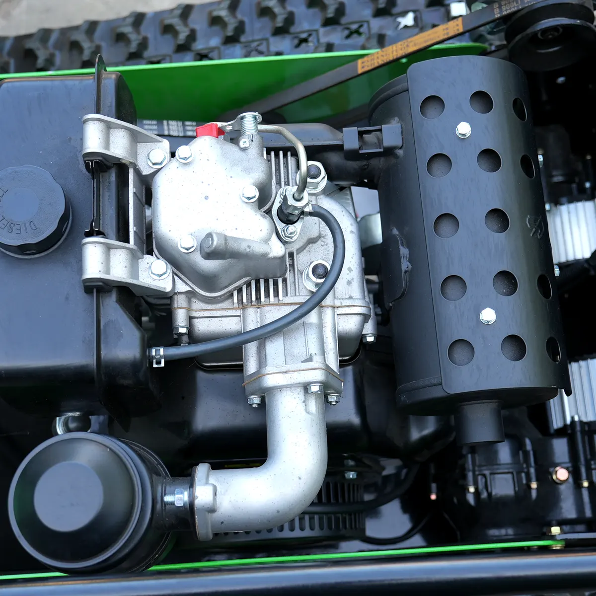 Detail view – Diesel engine muffler – Top view