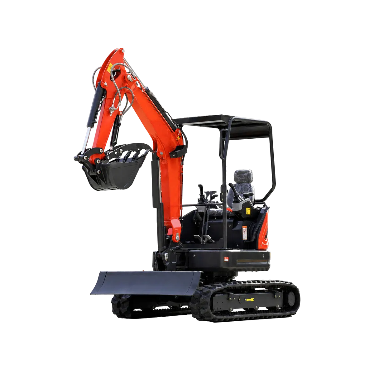 Cabin-style micro crawler excavator with a tailless design