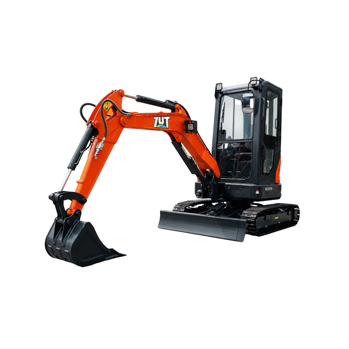 Cabinless mini crawler excavator