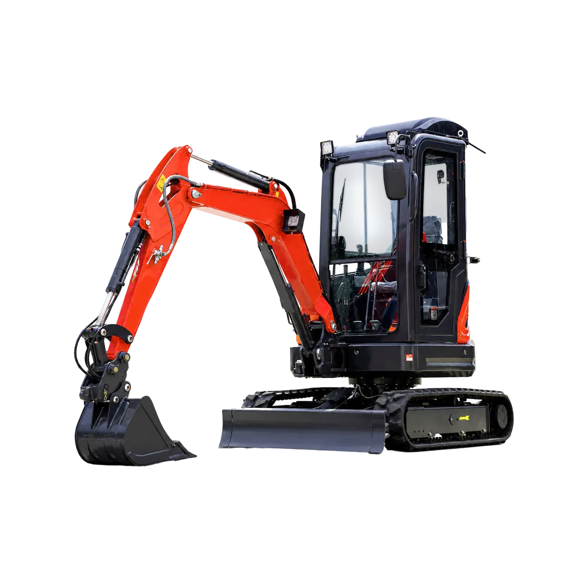 Cabinless mini crawler excavator